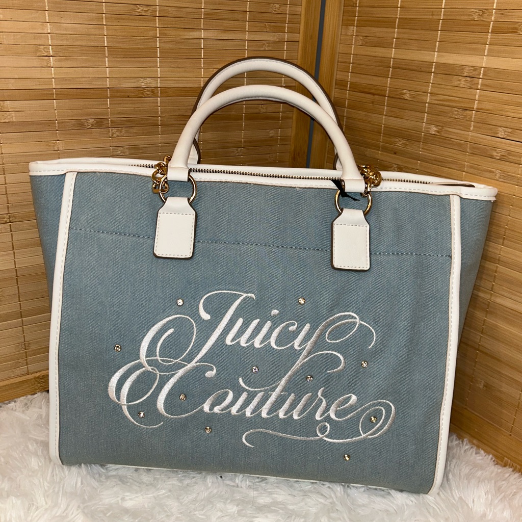 Juicy Juicy Couture Juicy Beach Couture Large Tote Denim Blue Nwt Y2k